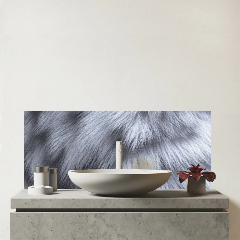Image of Warren Reed - Designer Fur Print Silver Fox Glass Bathroom Splashback in Grey Grey Unisex