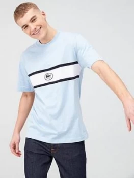 Image of Lacoste Sportswear Applique Logo Panel T-Shirt - Light Blue
