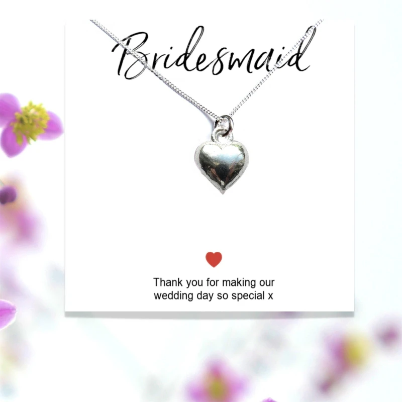 Image of Aye Do Gifts Bridesmaids Heart Necklace msg cd 00602-CDSS-NKhrt Silver female 18