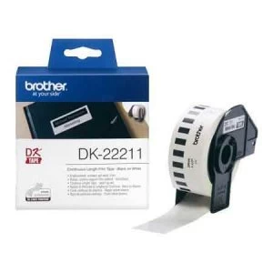 Image of Brother DK22211 Continuous Film Tape 29mm x 15.24m Black on White