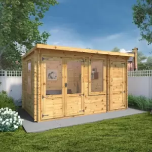 Image of Mercia 4.1m x 2.4mm Pent Log Cabin With Side Shed - 19mm