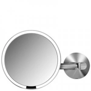 Image of simplehuman Sensor Mirrors 5 x Magnification Wall Mounted 20cm Sensor Mirror: Round, Brushed Stainless Steel, Rechargeable