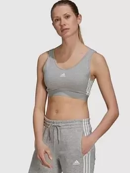 Image of adidas Essentials 3 Stripes Crop Top, Medium Grey Heather, Size L, Women