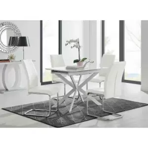 Image of Furniture Box LIRA 100 Extending Dining Table and 4 White Lorenzo Chairs