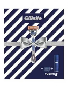 Image of Gillette Fusion Razor For Men + Shaving Gel 75ml + Travel Cover Gift Set