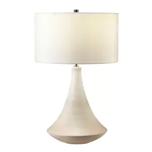 Image of Table Lamp Matt Cream Pink Wash Cream Faux Silk Cylindrical Shade LED E27 60W