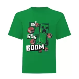 Image of Minecraft Boys Boom T-Shirt (12-13 Years) (Green)
