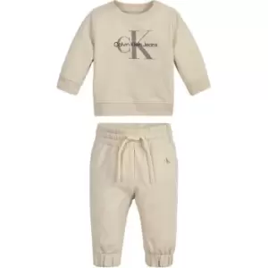 Image of Calvin Klein Jeans Monogram Cn Sweatshirt Set - Beige