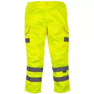 Image of Yoko Mens Hi-Vis Cargo Trousers With Knee Pad Pockets (38in Reg) (Yellow) - Yellow