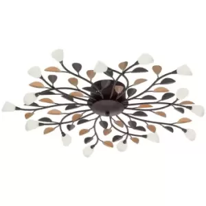 Image of Netlighting Campania 15 Light Modern Flush Multi Arm Ceiling Light Gold, Antique