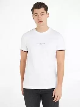 Image of Tommy Hilfiger Tommy Logo Tipped T-Shirt - White Size S, Men