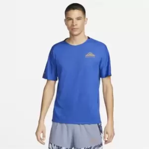 Image of Nike Dri-FIT Trail Mens Short-Sleeve Trail Running Top - Blue