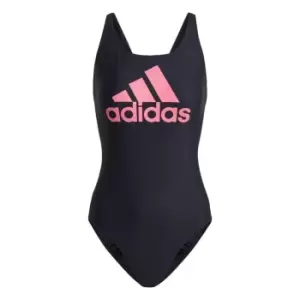 Image of adidas SH3. RO Big Logo Swimsuit Womens - Legend Ink / Bliss Pink