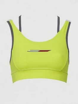 Image of Tommy Hilfiger Double Strap Medium Support Sports Bra - Yellow