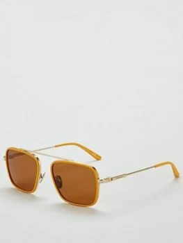 Image of Calvin Klein Square Brow Bar Maize Sunglasses, One Colour, Women