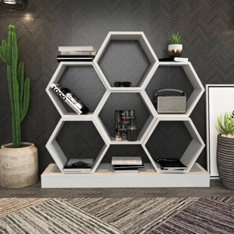 Image of Decorotika Cicek Hexagonal Bookshelf Bookcase Honeycomb White