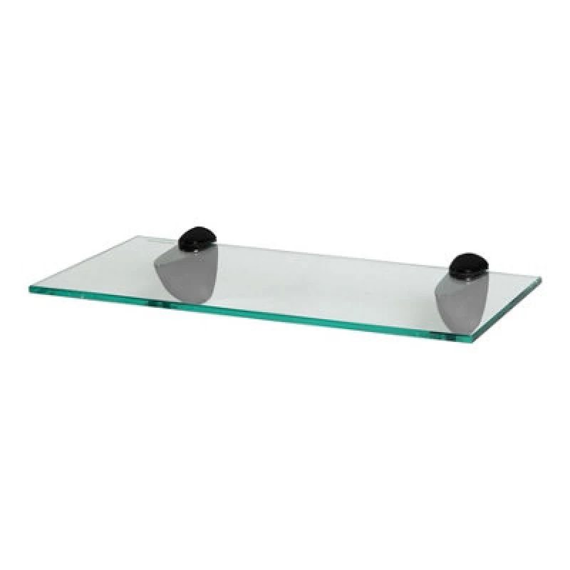 Image of Harbour Housewares Floating Glass Shelf - 40Cm - Black Brackets - Bathroom Shower Storage Vanity Display Unit Shelf