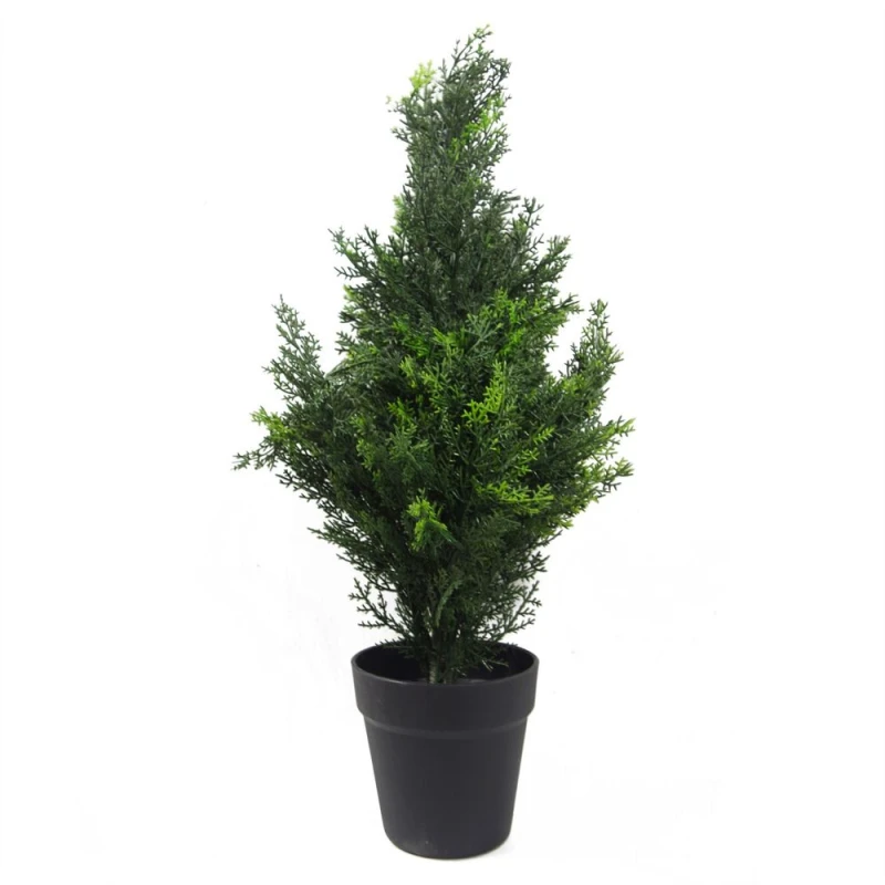 Image of Leaf 60cm UV Artificial Cedar Cypress Topiary UV Resistant Green unisex