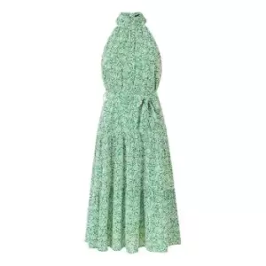 Image of Mela London Green Ditsy Floral Halter Midi Dress - Green