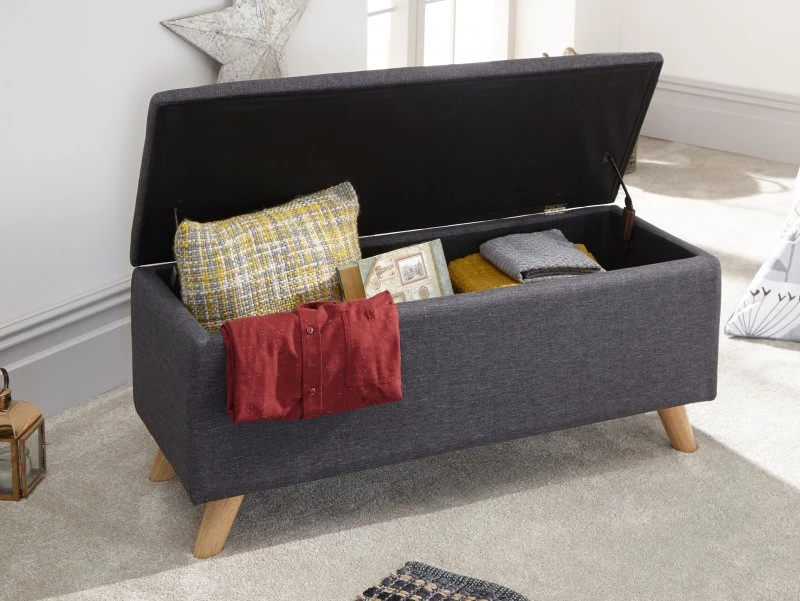 Image of GFW Secreto Charcoal Grey Fabric Blanket Box