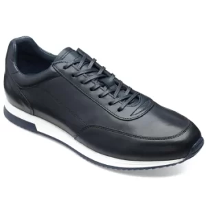 Image of Loake Mens Bannister Trainers Navy Burnished Calf Leather 9