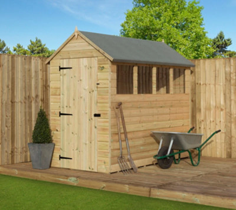 Image of Empire Sheds Empire 9200 Premier Apex Shed Windows 4X6 Pressure Treated Tongue And Groove Wooden Garden Shed (4' X 6' / 4ft X 6ft) (4X6)