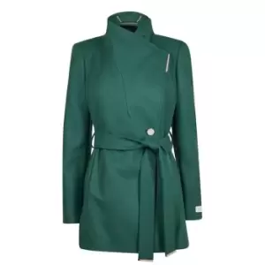 Image of Ted Baker Roses Wool Wrap Coat - Green
