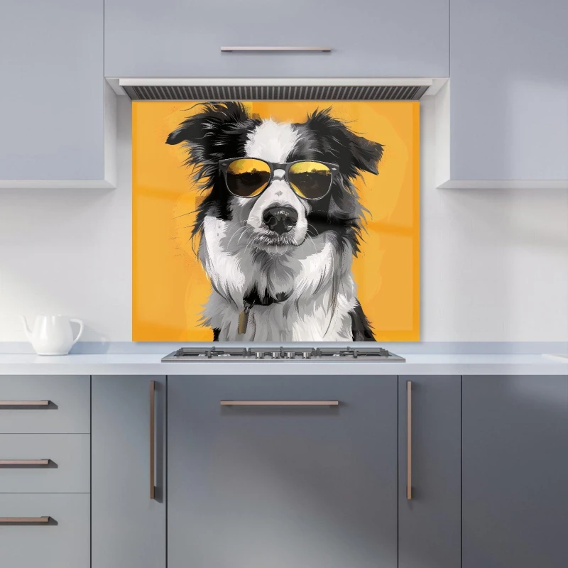 Image of Warren Reed - Designer Cool Collie with Attitude Kitchen Splashback Size: 700mm x 750mm Multicolor Unisex 700mm x 750mm