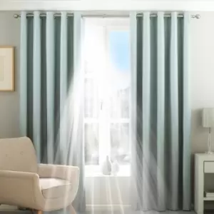 Image of Riva Home Twilight Blackout Ringtop Eyelet Curtains (Pair) Polyester Duck Egg (117X137Cm)