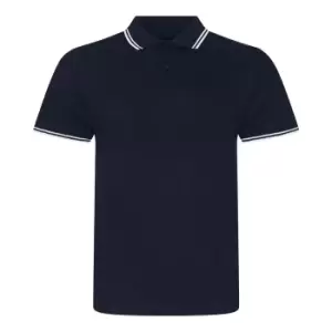 Image of AWDis Mens Stretch Tipped Piqu Polo Shirt (S) (Black/White)