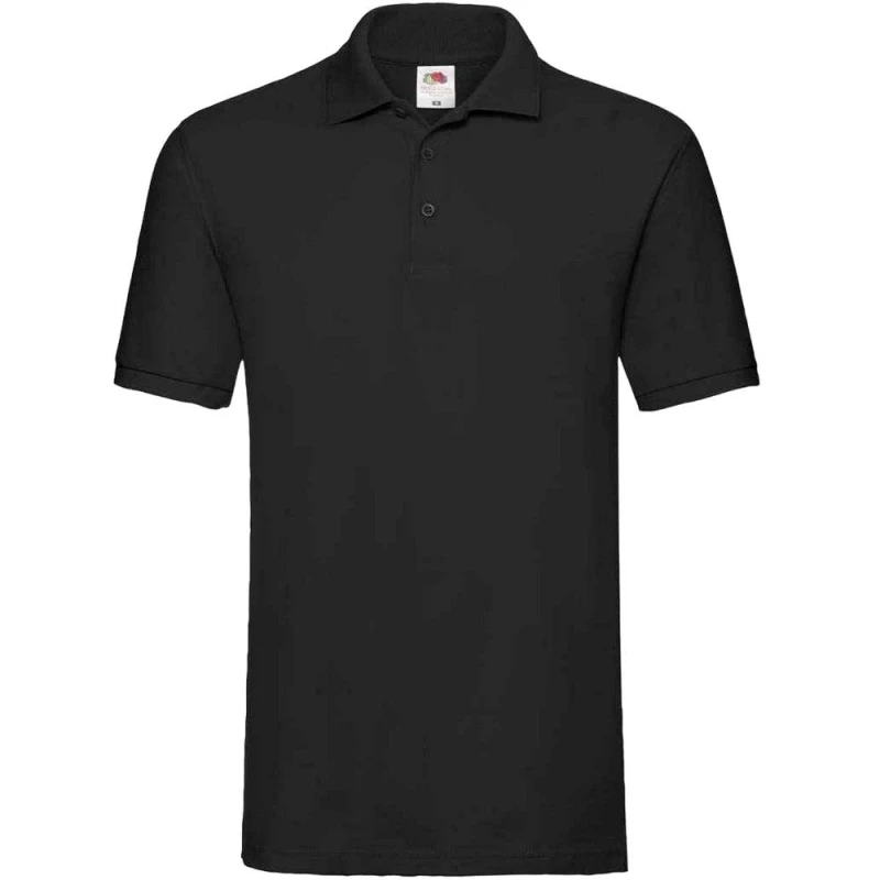 Image of Fruit Of The Loom Fruit of the Loom Men Premium Cotton Pique Polo Shirt in Black Size: Small Black S Male 5063527578891