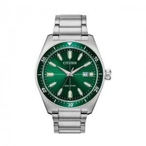 Image of Citizen Green And Silver 'Vintage Sport' Eco-Drive Watch - Aw1598-70X