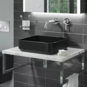 Image of Black Square Countertop Basin and Waste 360mm - Augusta