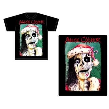 Image of Alice Cooper - Xmas Card Unisex Large T-Shirt - Black