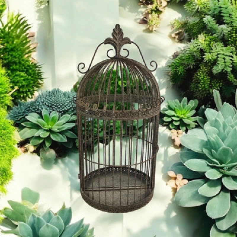 Image of 63Cm Bird Cage Rustic Wall Mirror