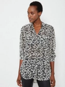 Image of Mint Velvet Bonnie Print Long Shirt - Ivory