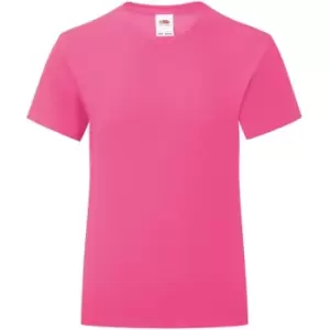 Image of Fruit Of The Loom Girls Iconic T-Shirt (5-6 Years) (Fuchsia Pink)