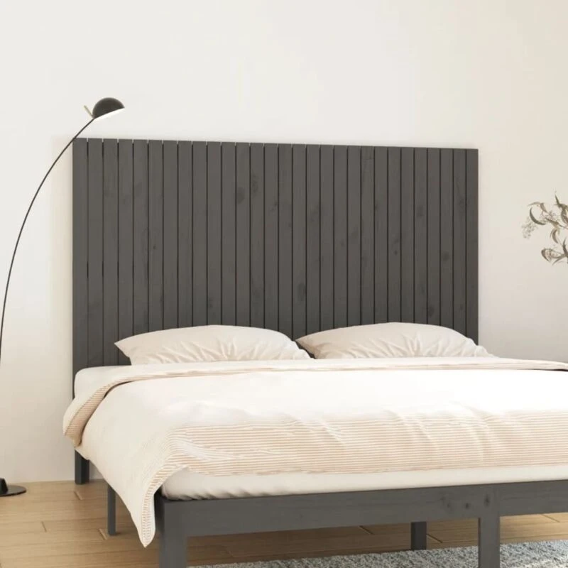Image of Vidaxl Wall Headboard Grey 185X3X110 Cm Solid Wood Pine, Grey 824965