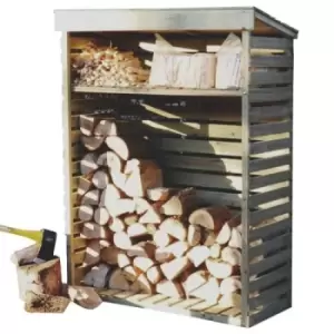 Image of Kingfisher Slatted Airing Wooden Kindling & Log Store