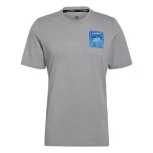 Image of adidas Terrex Patch Mountain Graphic T-Shirt Mens - Grey