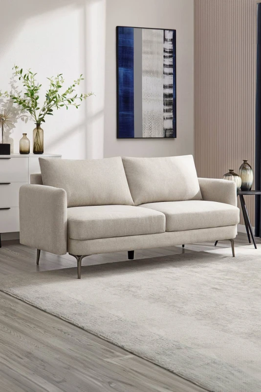 Image of More4Homes Sofia 3 Seater Fabric Sofa Beige