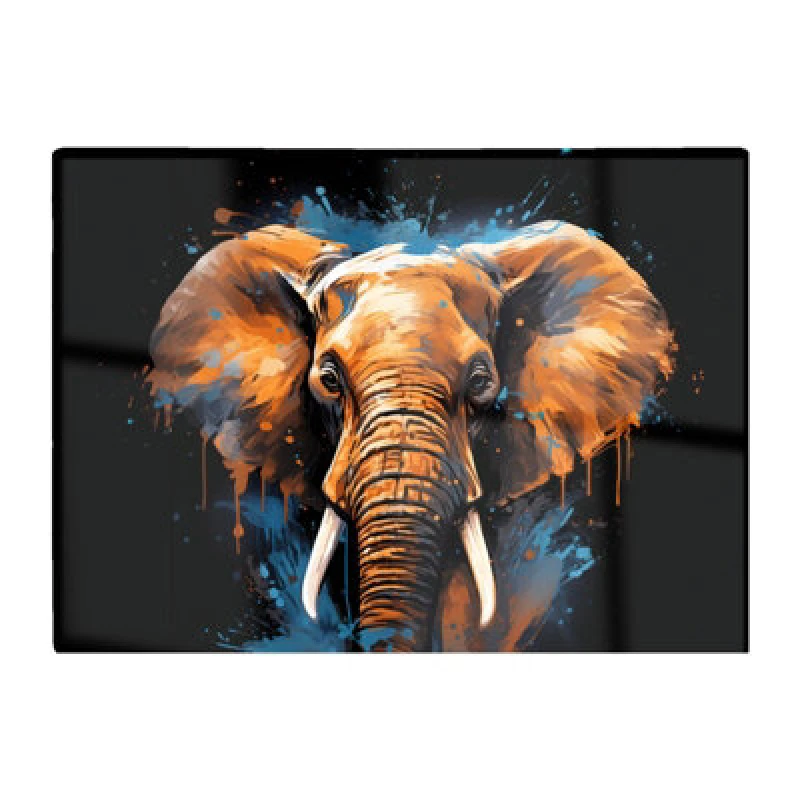Image of Warren Reed Designer Splashart Elephant Blue Glass Chopping Board