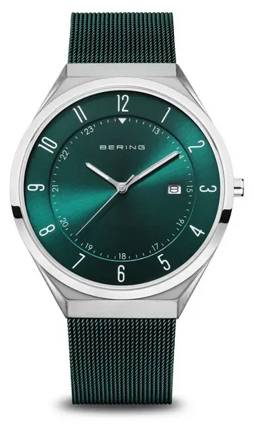 Image of Bering 18740-808 Ultra Slim Green Sunray Dial With Date Watch