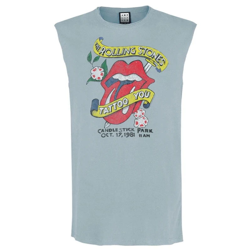 Image of Amplified Amplified Men Tattoo You The Rolling Stones Tank Top in Pale Blue Size: Small Pale Blue S Male 5063750865577