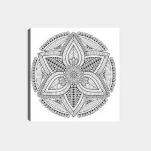 Image of MANDALA74 White Black Decorative Canvas Painting