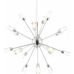 Image of Led Ceiling Pendant Light 18W Warm White Bulb Chrome Hanging Star Feature Kit