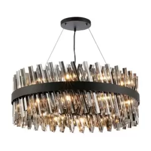Image of Luminosa Kalih 24 Light G9, Ceiling Pendant Round, Satin Black, Smoke Item Weight: 23.13kg
