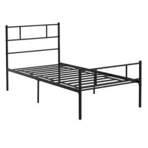 Image of Homcom Single Metal Bed Frame With Headboard And Footboard Black