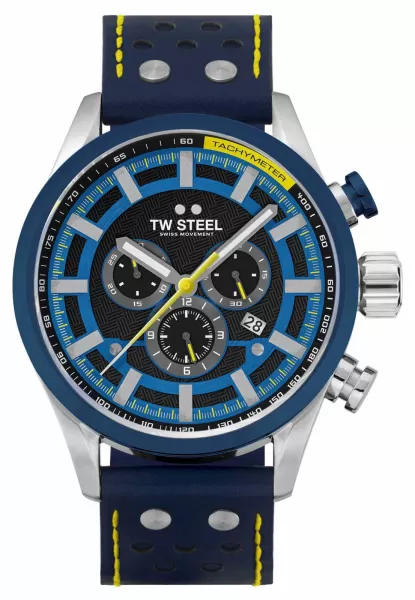 Image of TW Steel SVS208 Volante Fast Lane Blue Leather Strap Watch