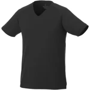 Image of Elevate Mens Amery Short Sleeve Cool Fit V-Neck T-Shirt (S) (Black)